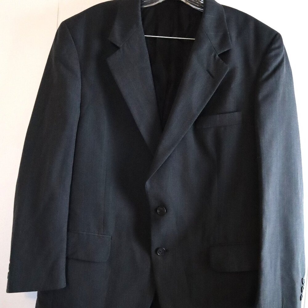 Vtg Threadneedle Mens Suit Jacket Sports Coat Dark Gray Blue Red Pinstripe 44
